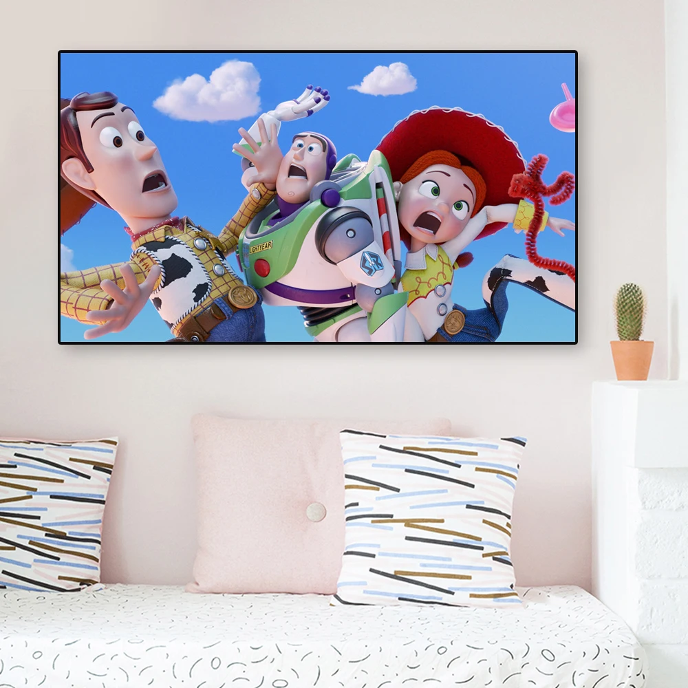 Toy Story 4 Print Disney Movie Poster Motivational Wall Art Woody Buzz Lightyear Picture Canvas Painting Kids Bedroom Decoration