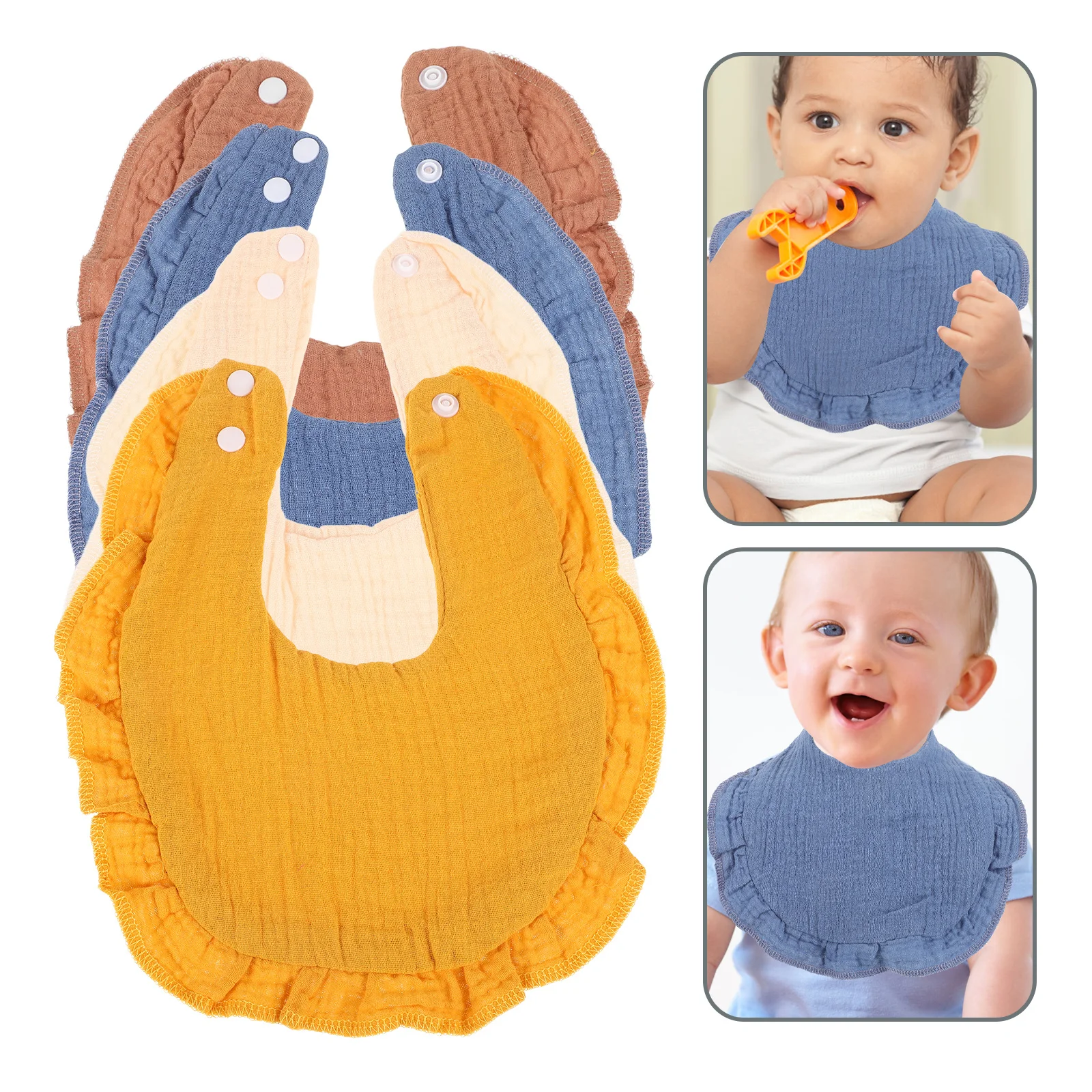 

4pcs Cotton Muslin Bibs For Baby Bandana Drool Catcher Teething Feeding Infant Machine Washable Newborn Unisex Burp Cloth