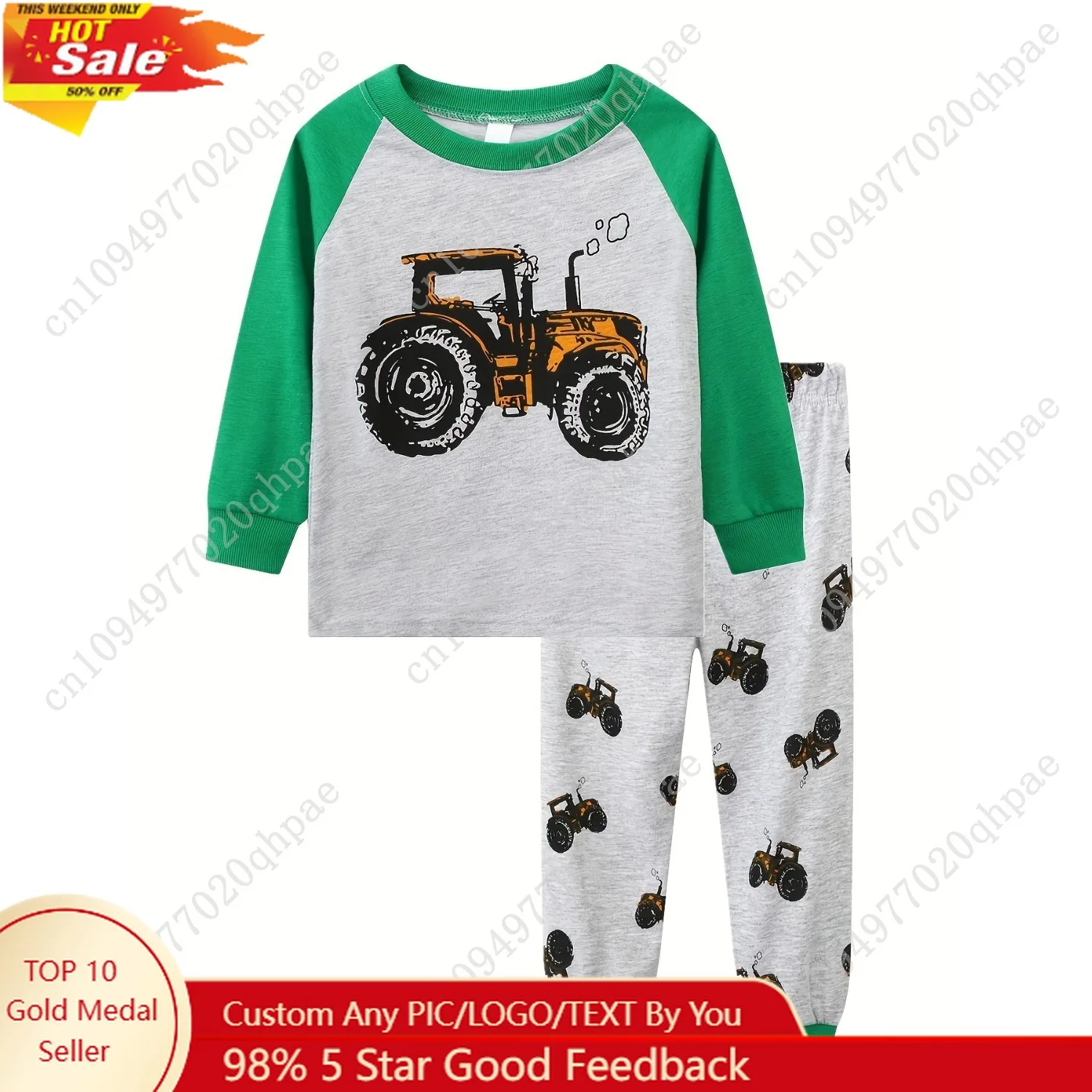 

Toddler Boys Long-sleeved Truck Print Pajamas Sets Kids Boy Home Wear Set Cartoon Pajamas Two-piece Set