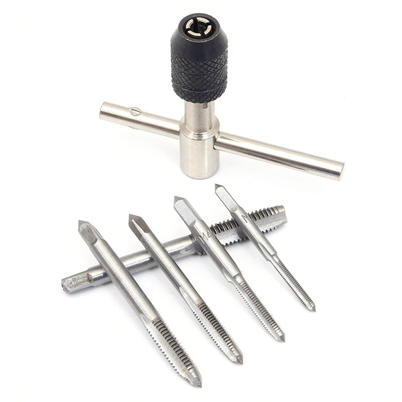 6PCS/Set Tap Drill Wrench Tapping Threading Tool M3-M8 Screwdriver Tap Holder Hand Tool Thread Metric Plug Tap Screw Taps