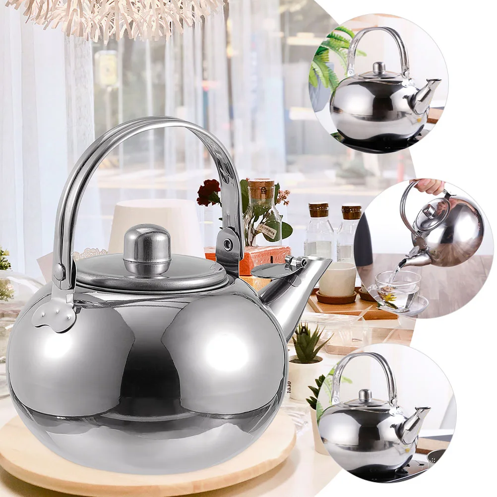 

Stainless Steel 1.5L Home Tea Pot Household Coffee Wear-Resistant Stovetop Kitchen Water Kettle Rust Steel Bubble Teapot Daily