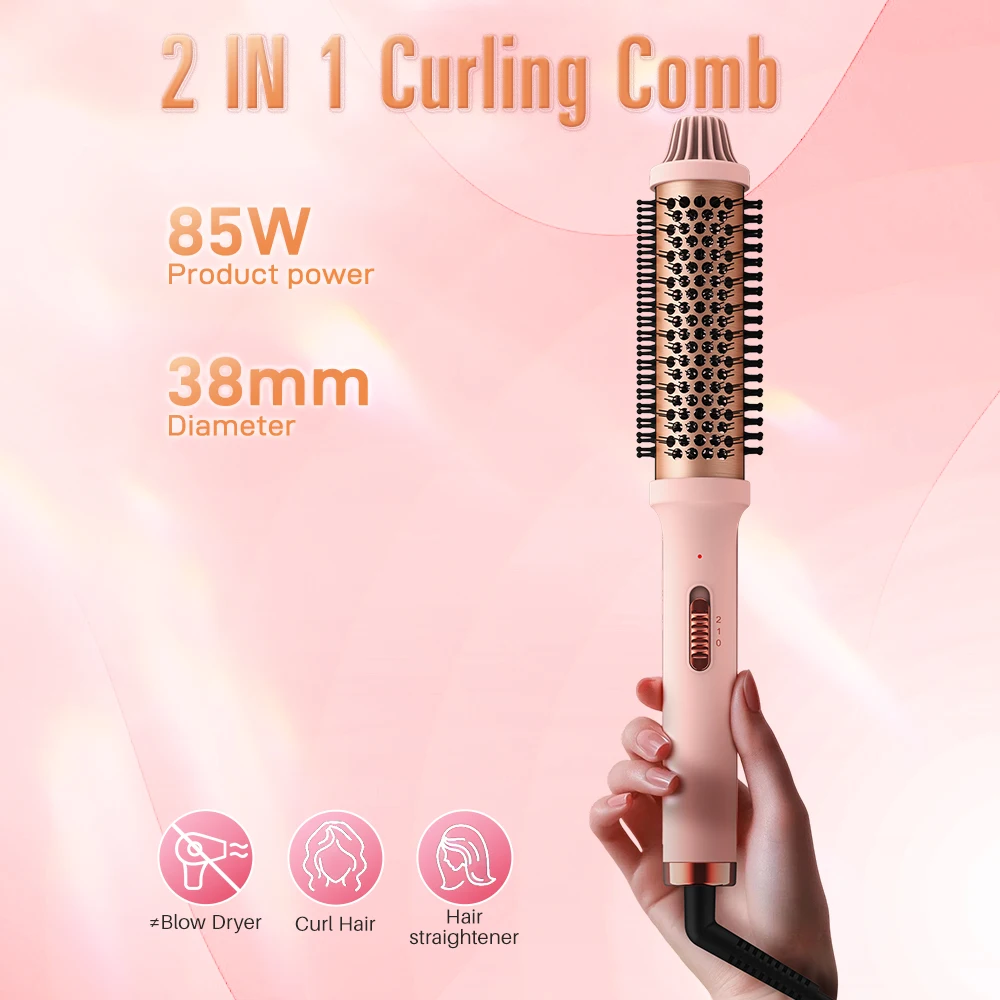38mm Curling Wand, Dual PTC Heating, 30 Seconds Fast Heat‑Up, 2 Temp Settings 170‑200℃, No Hot Air Function Hair Curling Iron
