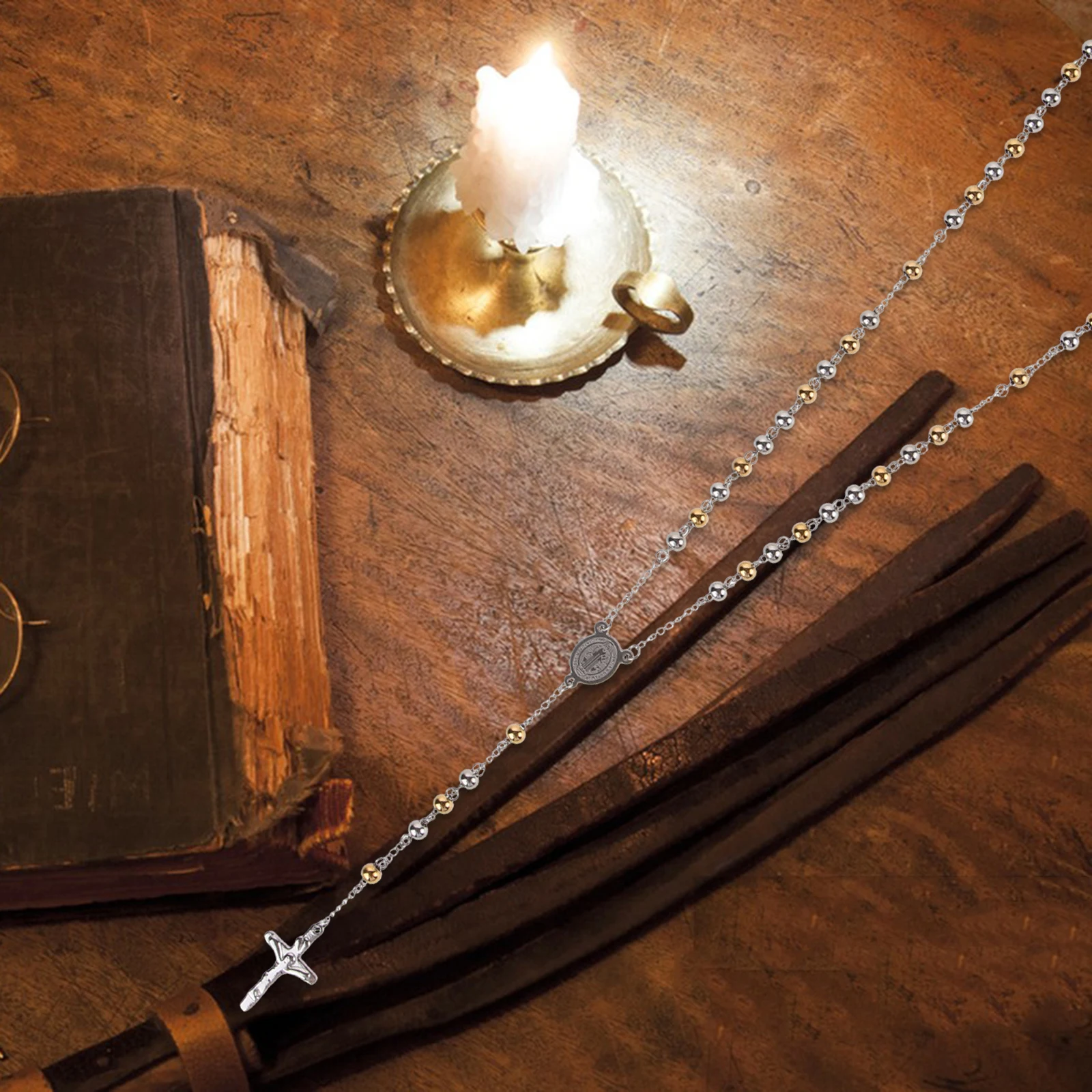 

Christening Gift Necklace Holiday Jewelry Beaded Stainless Steel Prayer Necklaces