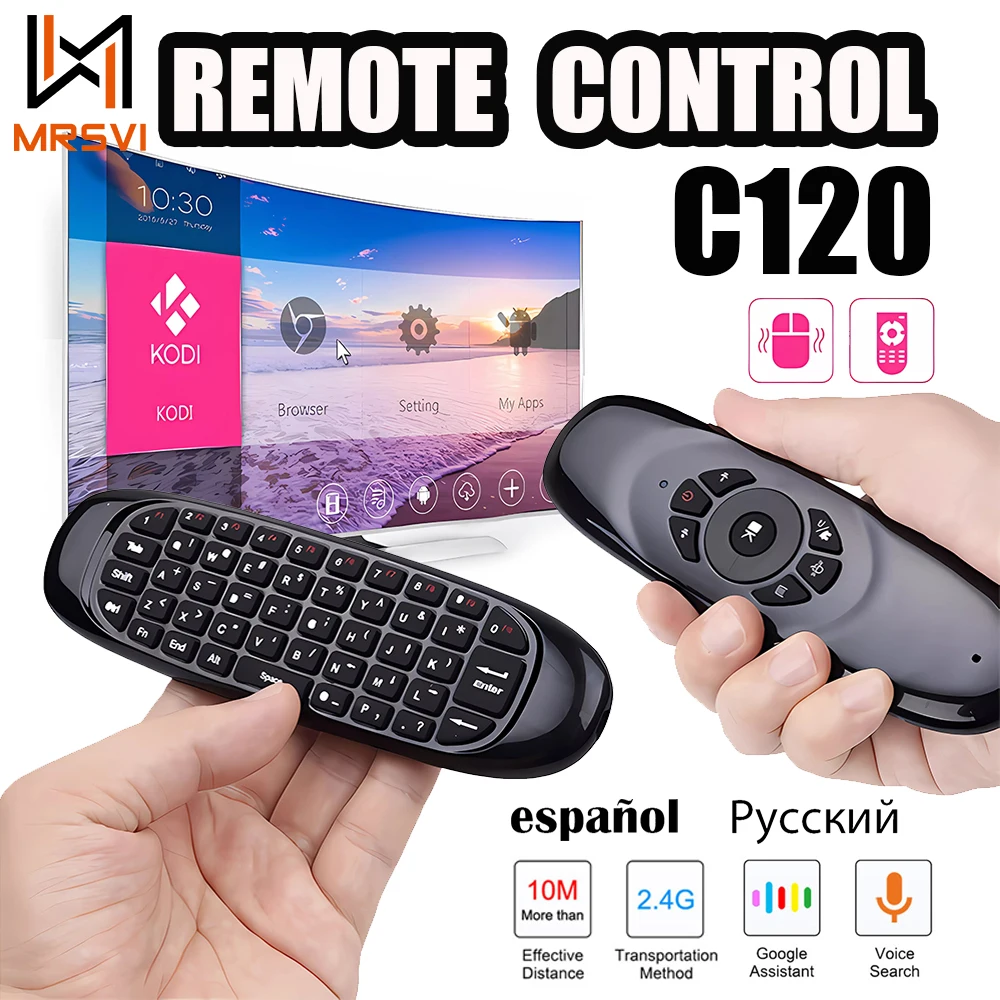 C120 Fly Air Mouse Wireless Keyboard Russian Spanish 2.4G Smart Remote Control Smart Keyboard Mouse for Android Tv Box