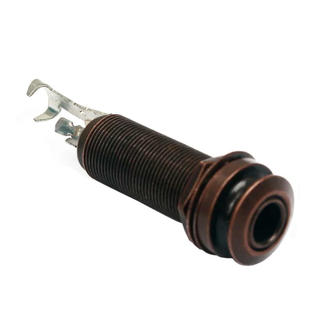 

Long Shank Socket Brass Guitar Bass End Pin Output Jack 3-Prong Metal Cylinder For Mono Stereo Applications Guitar End Pins Bass
