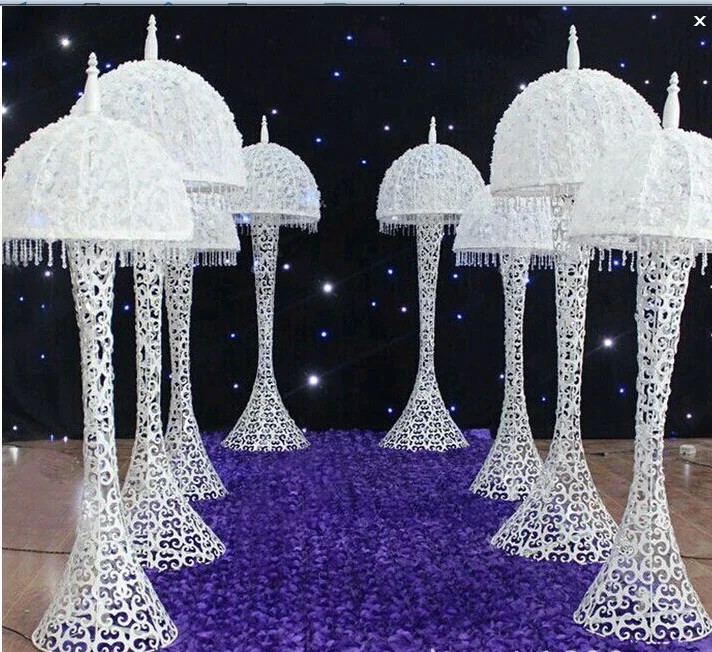 Umbrella style LED lighted pillars plinth with crystal pedestal stand for wedding stage party events decoration