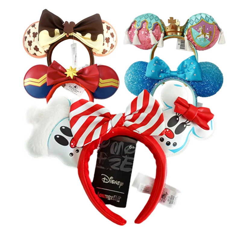 2023 Disney Mouse Mickey Ear Headband PU Bows COSTUME Hallowmas Headband Cosplay Gift Plush  Mouse Doll Girls Party Hairband