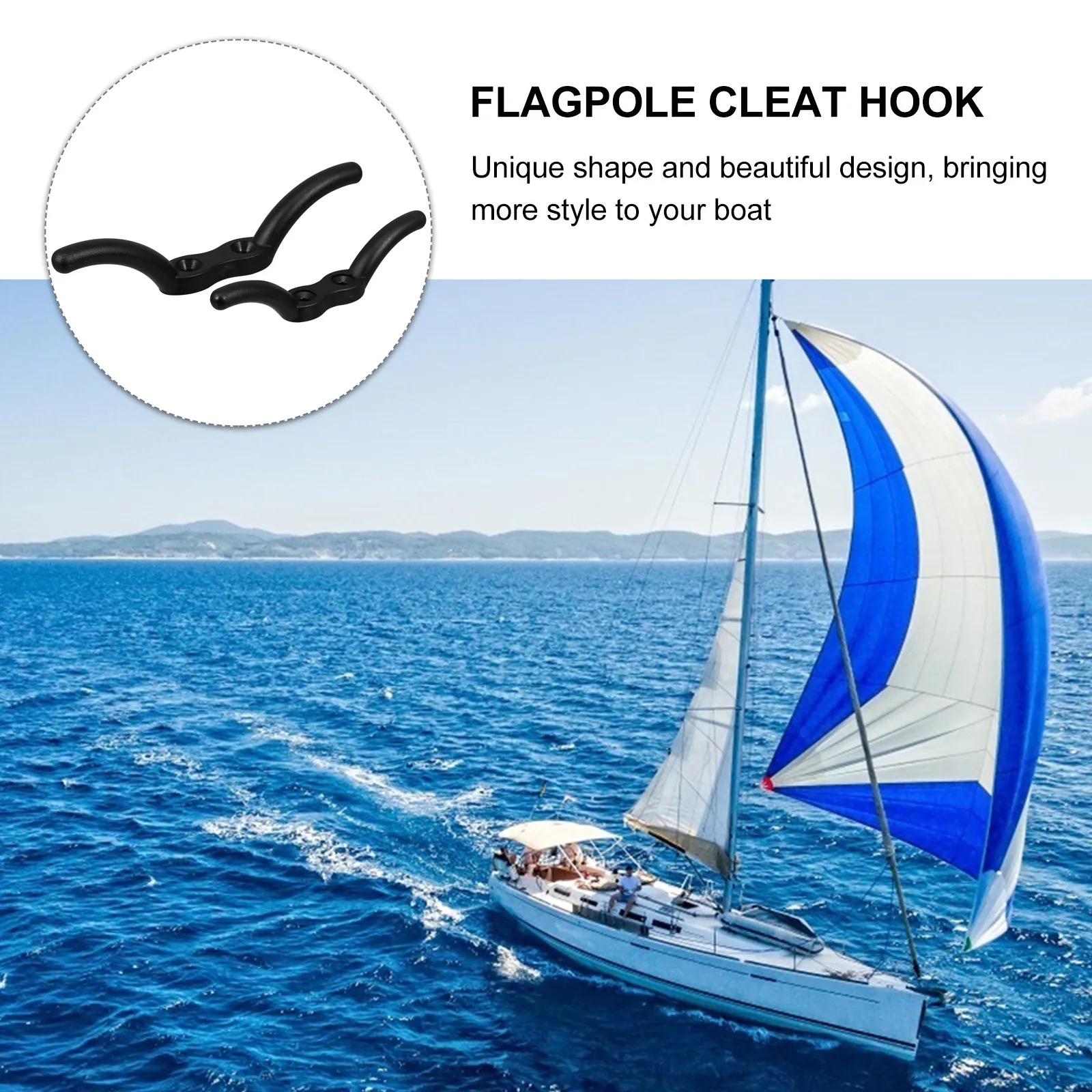 2Pcs Flagpole Cleat Hook Heavy Duty Nylon Tie Rope Flagpole Boat Tarps Easy Install Cleat Hook Cast for Flag Rope view 3