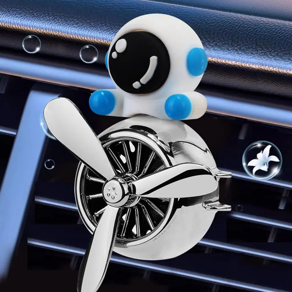 Astronaut Cartoon Car Air Freshener, Rotating Propeller Aromatherapy Diffuser, Auto Air Vent Outlet Clip Fragrance Fan, Interior