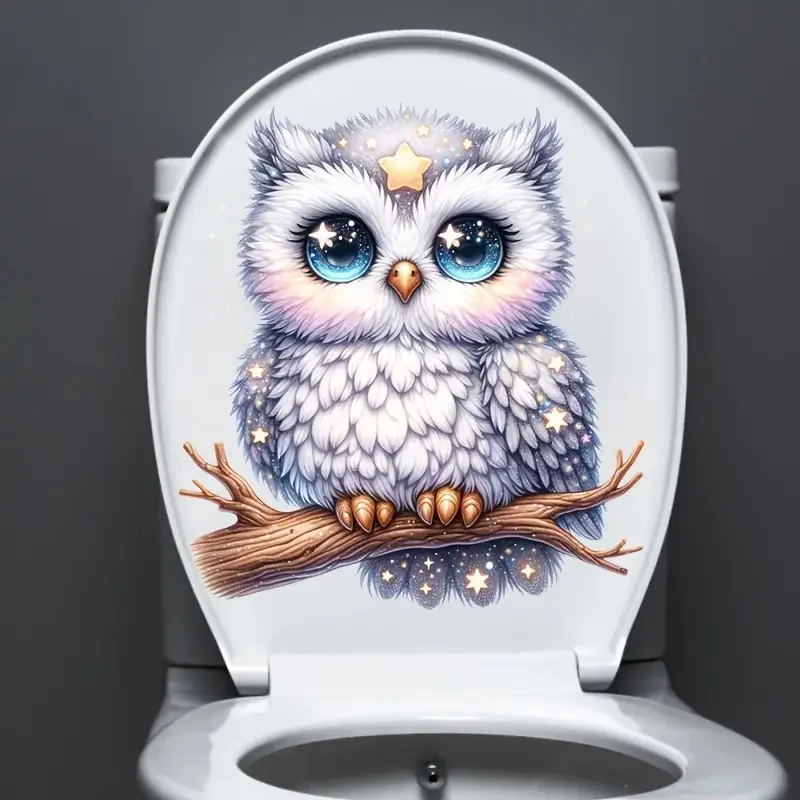

Cartoon Owl Toilet Sticker, Bathroom Toilet Seat Decoration Sticker, For Bathroom，Wall，Car，Home , Window，Refrigerator