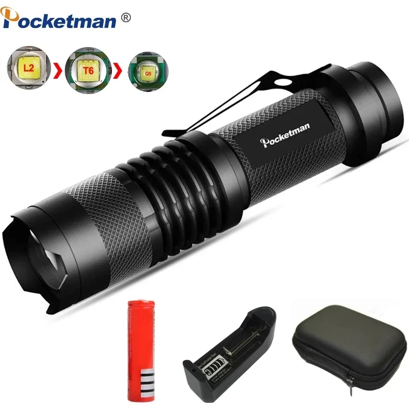 Powerful Mini LED Flashlight Portable Super Bright Torch Lantern 3 Modes Zoomable Torch Light Use 14500/18650 Battery