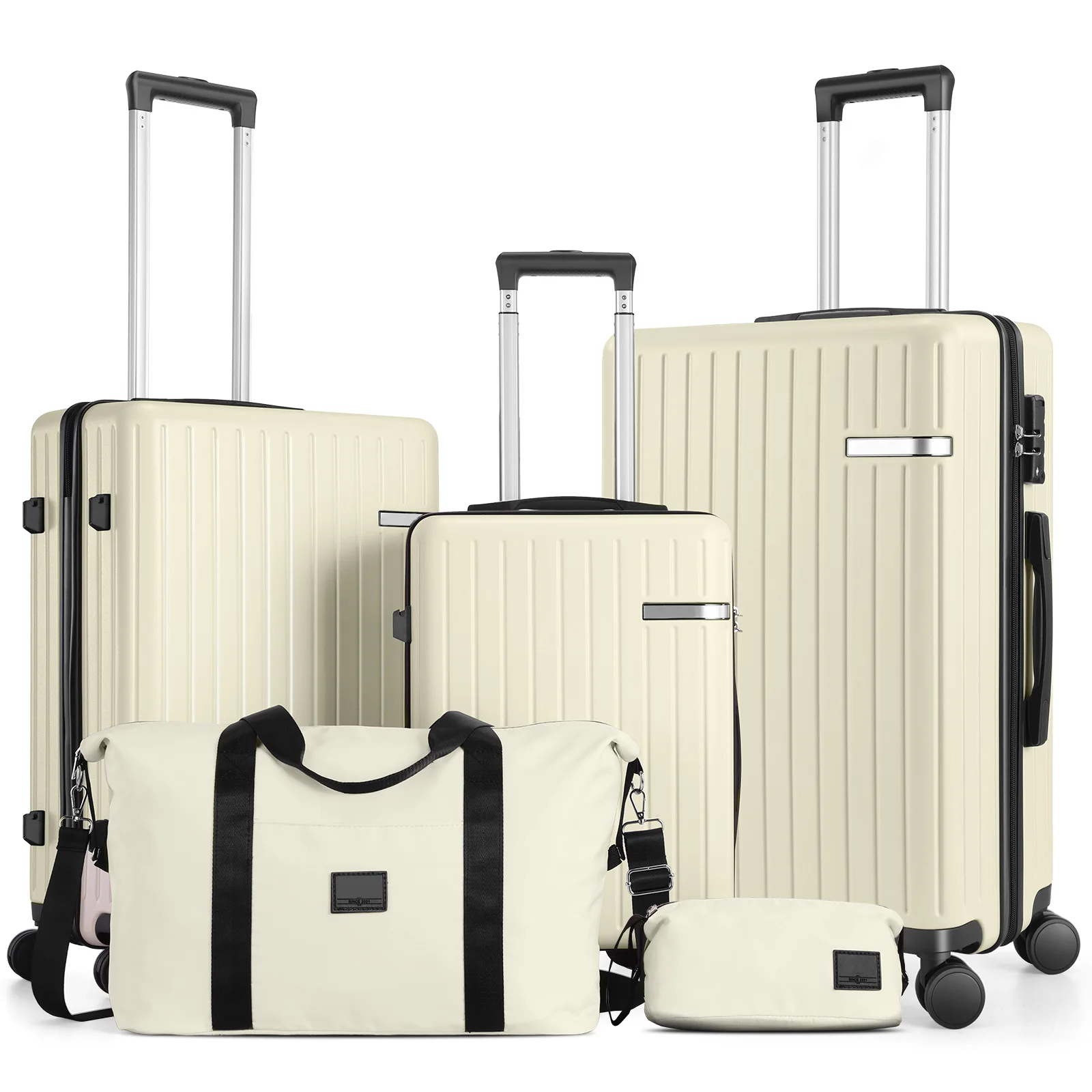 

Carry on Luggage Sets 5 Piece ABS PC Suitcases with Wheels Hardshell 20/24/28 inch Luggage with Duffel Bag Travel Bag