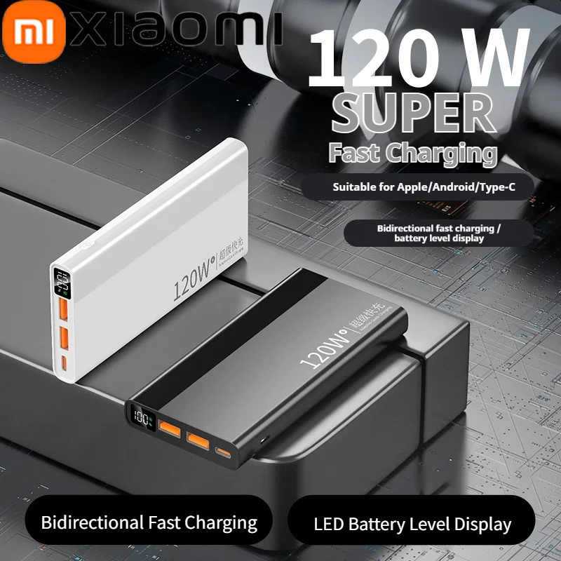 Xiaomi 50000mAh Portable high-capacity Power Bank 120W Super Fast Charge with LED Level Display Power Bank For IPhone Samsung