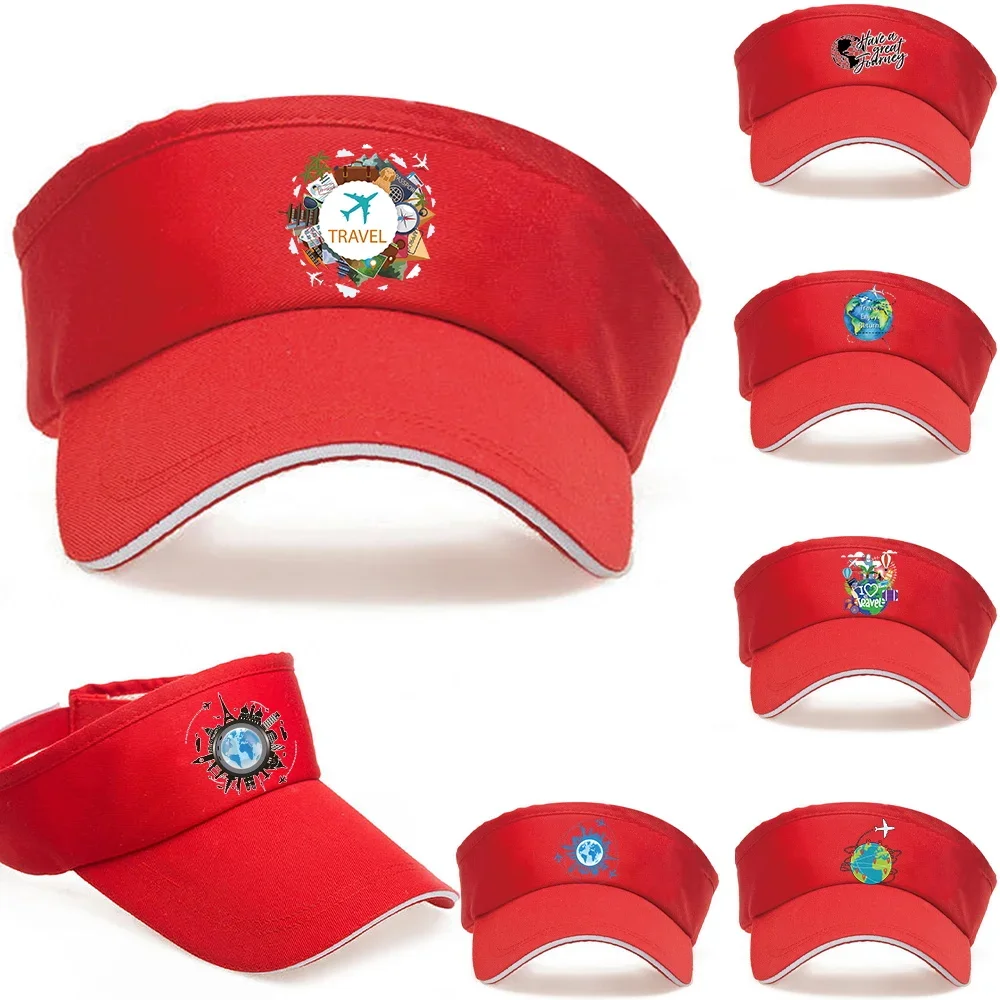 Baseball Cap New Era Design Outdoors Sun Hat Ttravel Print Series  Red Empty Top Hat for Golf Marathon Running Marathon