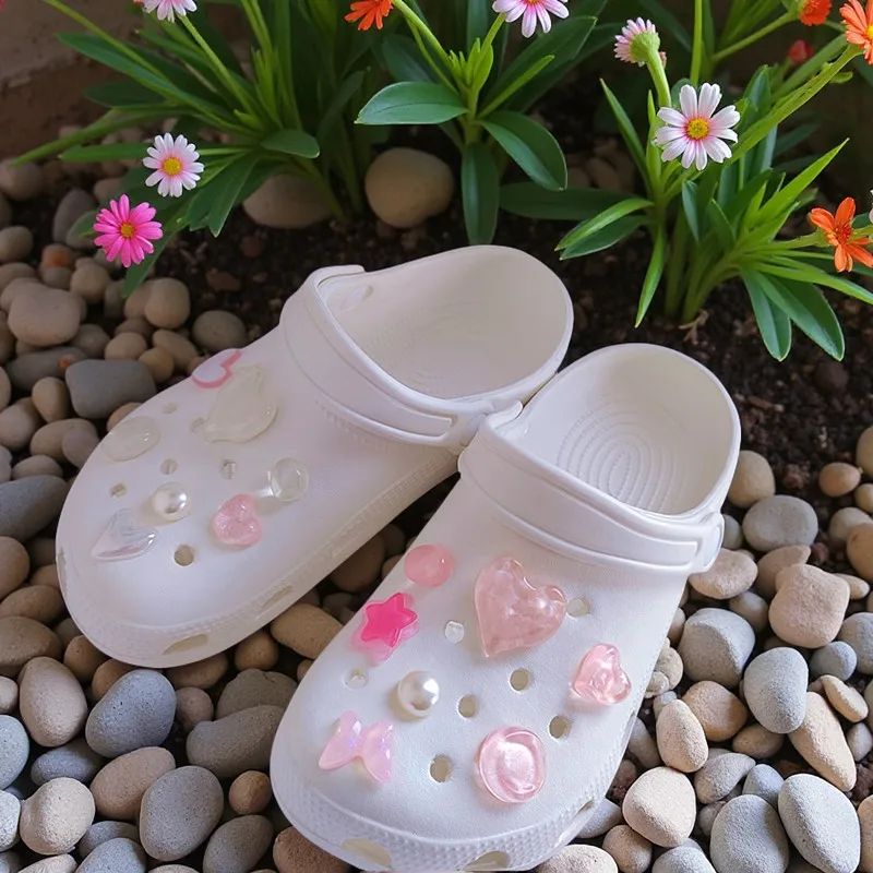 핫세일 패션 트렌드 홀 슈즈 참 DIY 핑크 러브 슈즈 버클 장식 신발 참 샌들 클로그 어린이 선물