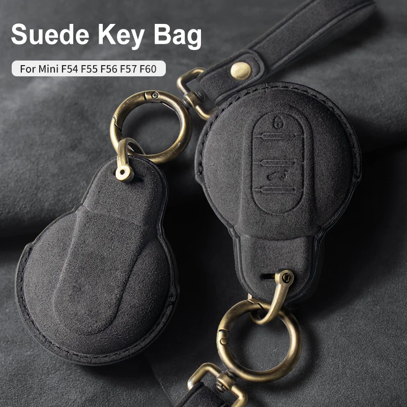

Suede Car Remote Key Case Key Bag For Mini Cooper S JCW F56 F55 F54 F60 Clubman Countryman Auto Keychain Accessories
