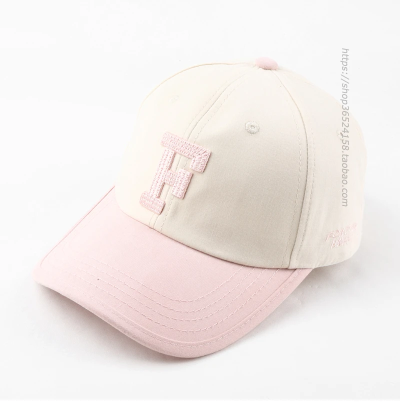 Embroidered Letter Large F Casual All-Matching Baseball Cap Japanese Wide Brim plus-Sized Color Matching Peaked Cap for Women