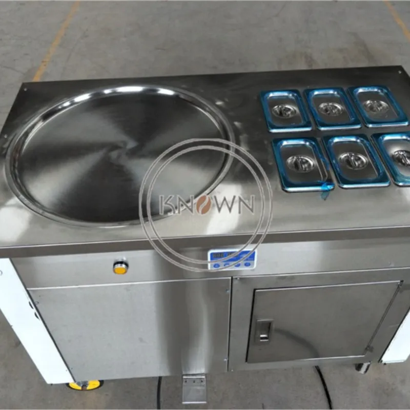 

Electric Fried Ice Machine Single Pan Stainless Steel Fried Ice Roll Machine Ice Cream Machine 45cm For Food Shop Restaurant