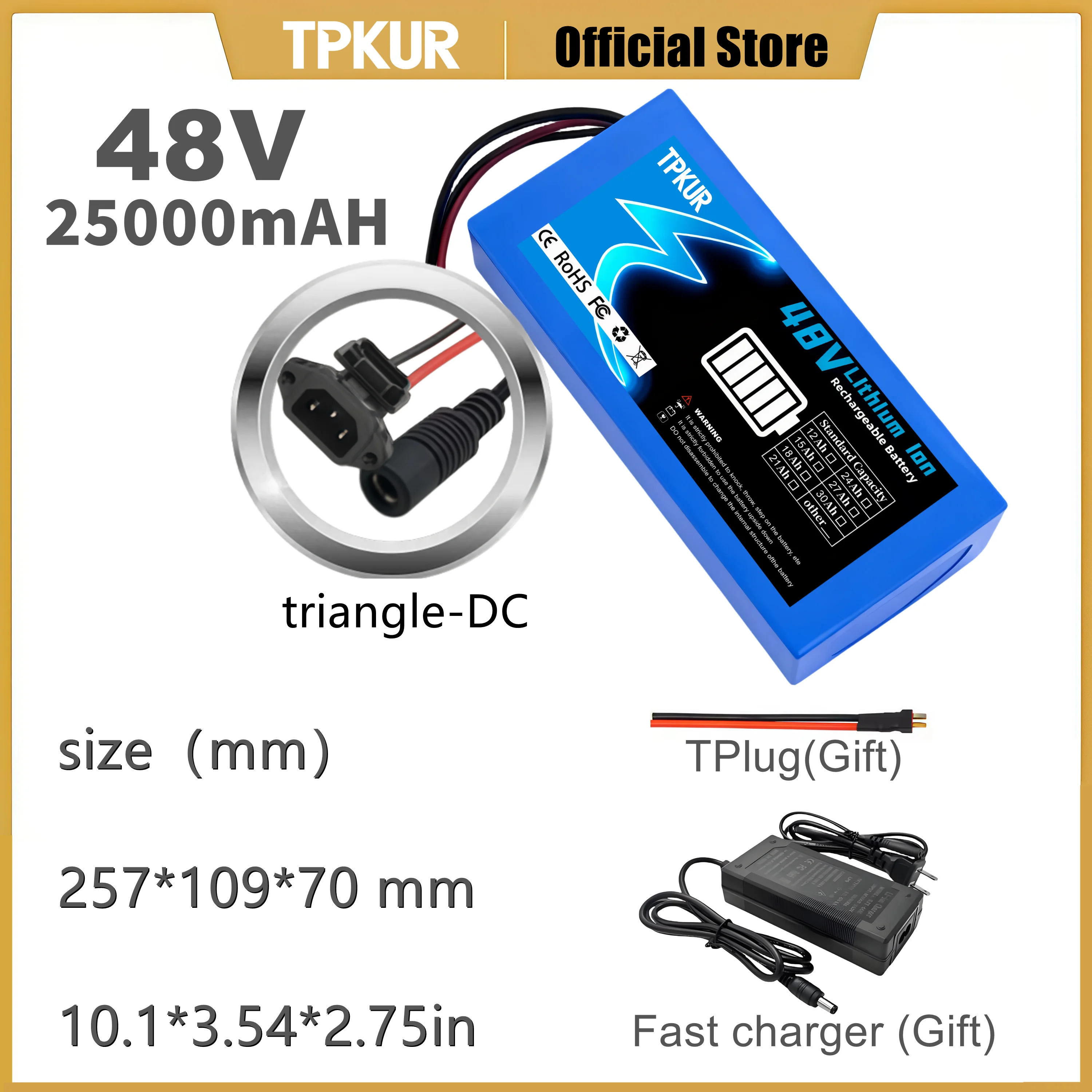 Brandneuer 48V Akku 10Ah 15Ah 20Ah 25Ah 30Ah 18650 Akkupack für 100-1500W Fahrräder, Roller & andere Motoren