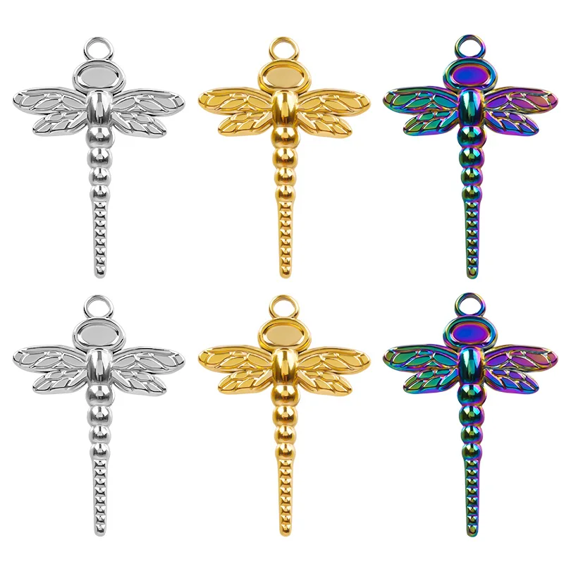 

7pcs/Lot Animal Dragonfly Fashion Pendant Colour Stainless Steel New Pendants Used To Amulet Making Finding Jewelry Accessories
