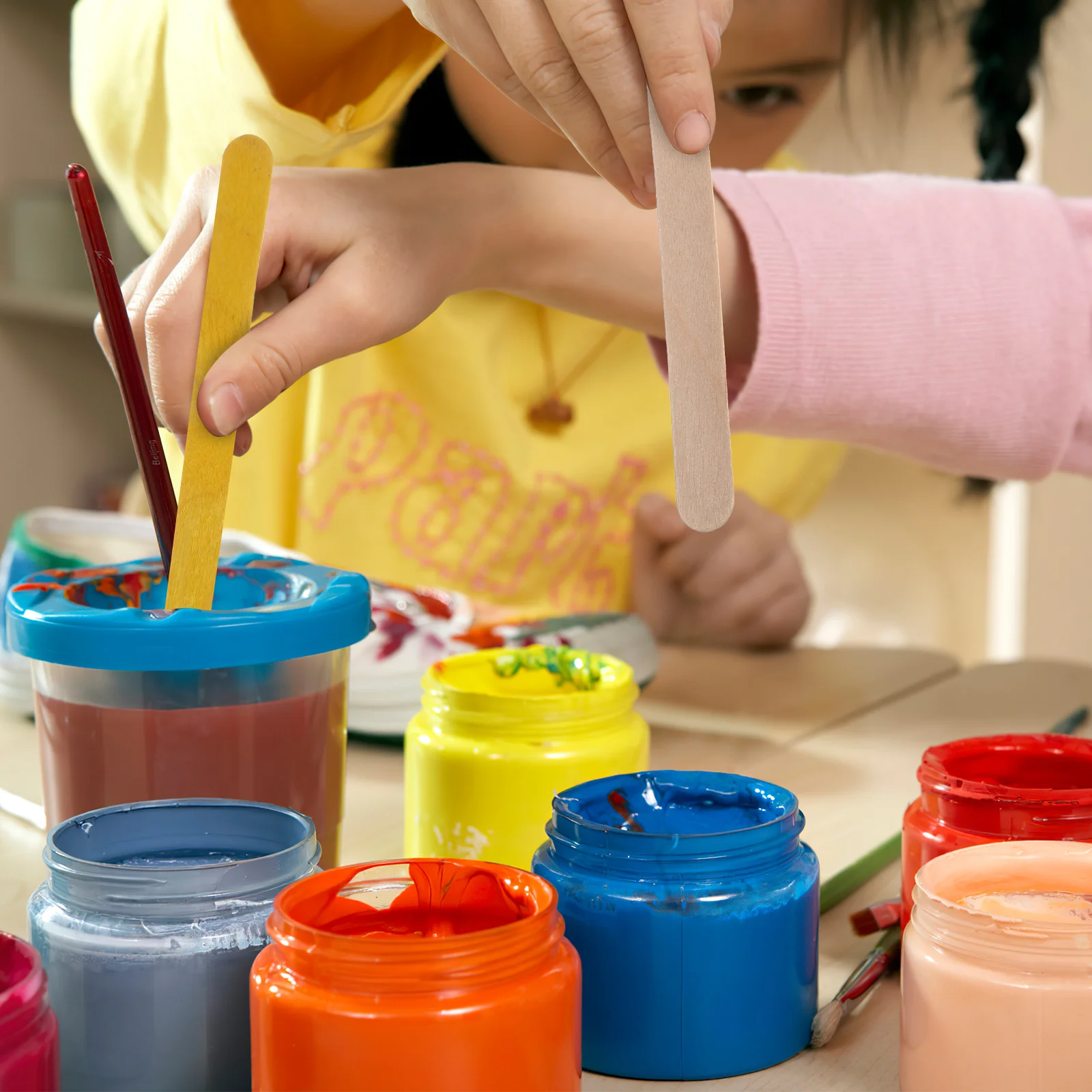 

100pcs Wooden Craft Premium Wood For Diy Painting Art Projects Decoration Tools Craft Sticks Wood Waxing Sticks