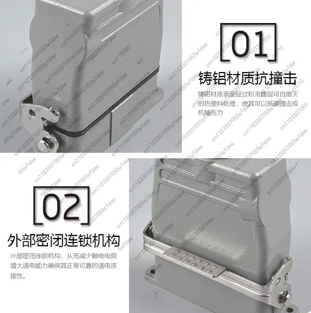 1pc small rectangular heavy-duty connector hdc-ha-010.16.32 core waterproof aviation plug hot runner socket