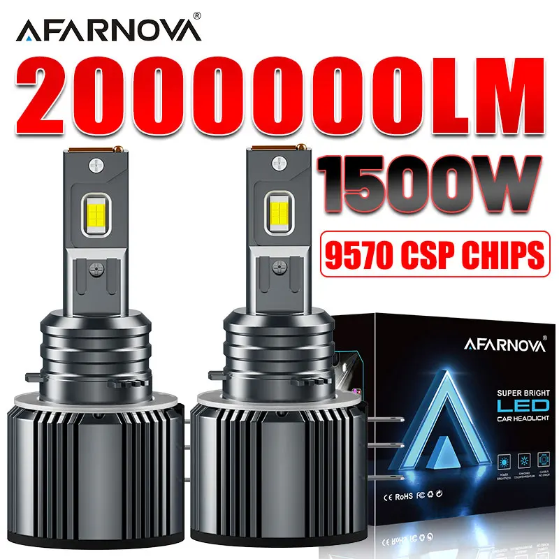 

2Pcs H15 LED Headlight Bulb 2000000LM High Beam 1500W Day Driving Running Light 9570 CSP Car Light Auto Lamp For Customized 12V