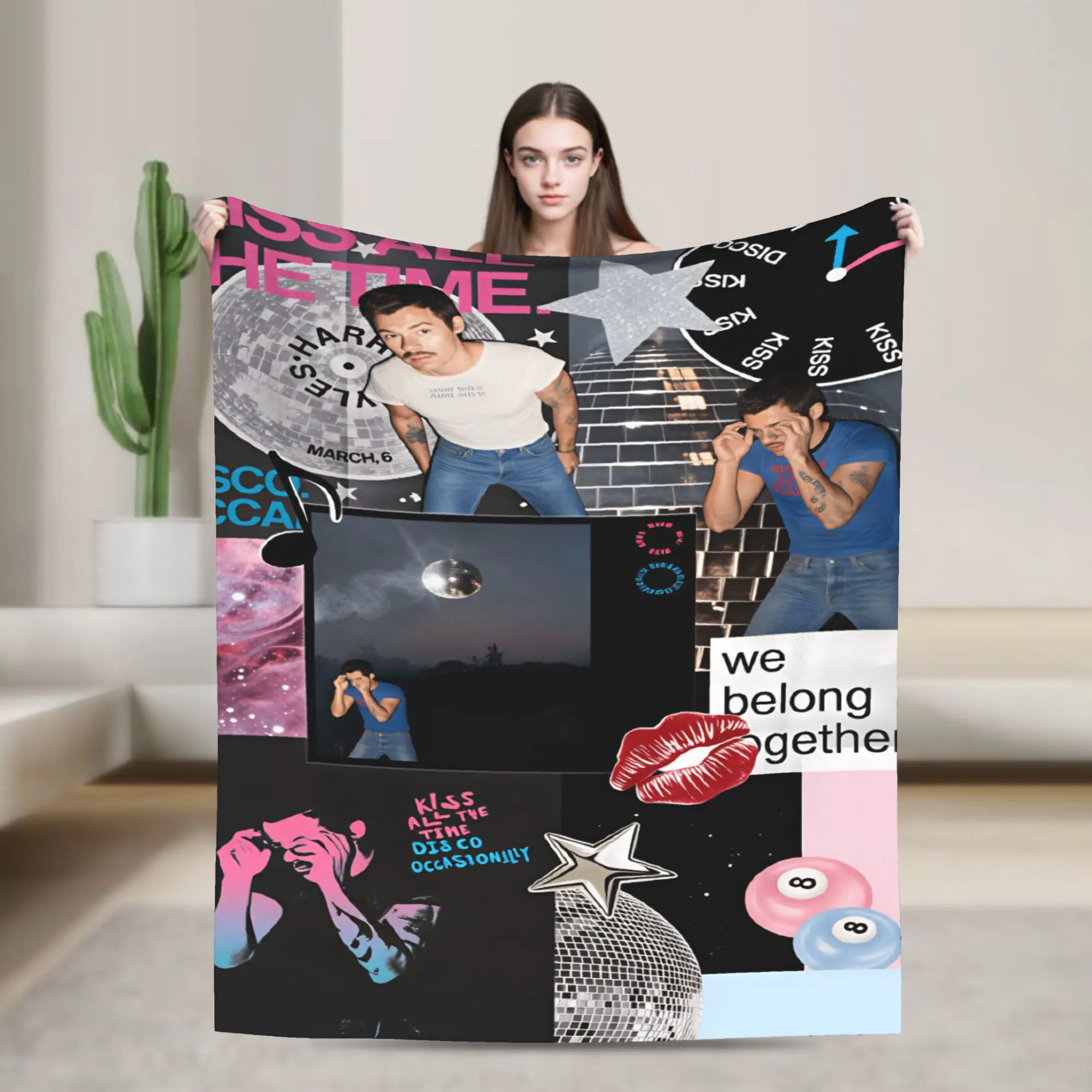 Cozy Throw Blanket Travel Singer H-Harrys S-Styles Kiss Al the Time Blanket  Flannel Bedspread For Living Room Sofa Bed Cover