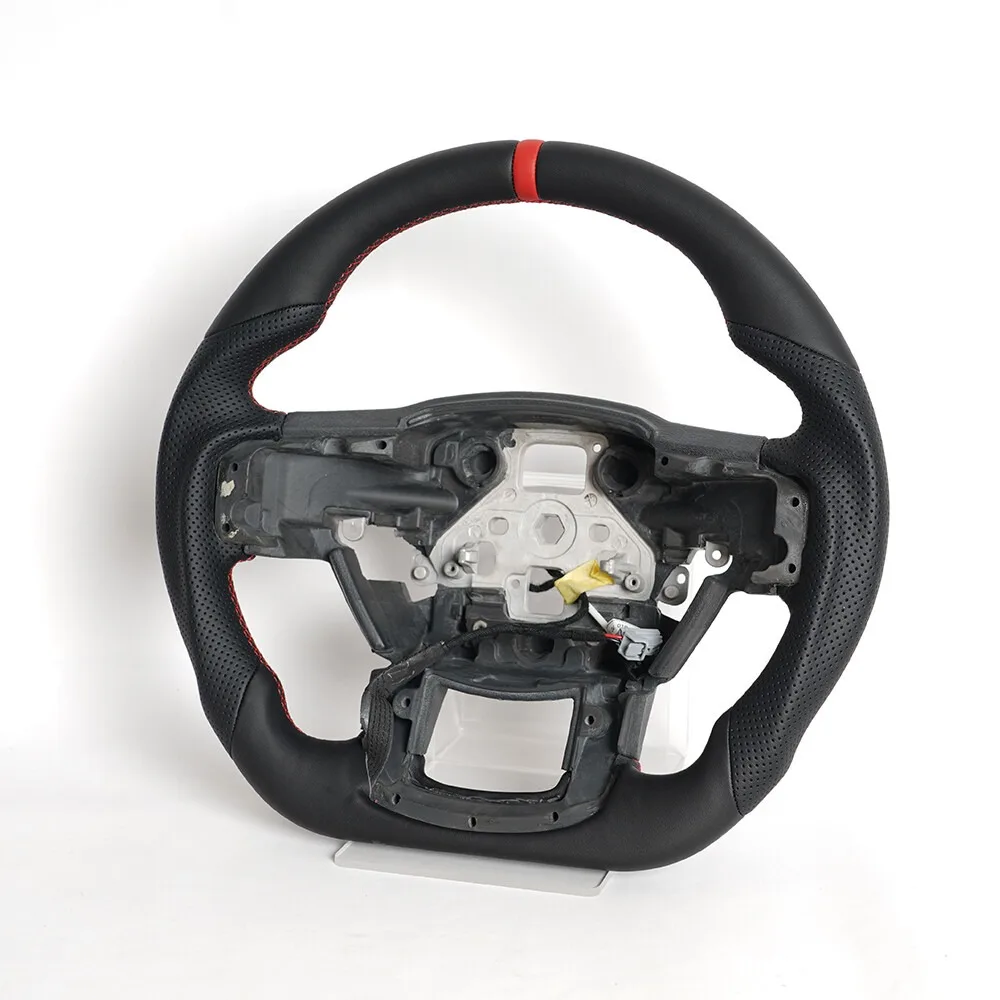 Heated Full Leather Steering Wheel With Paddle Holes Flat Bottom Racing Car Accessories Fit For Ford F-150 Raptor 2015-2020