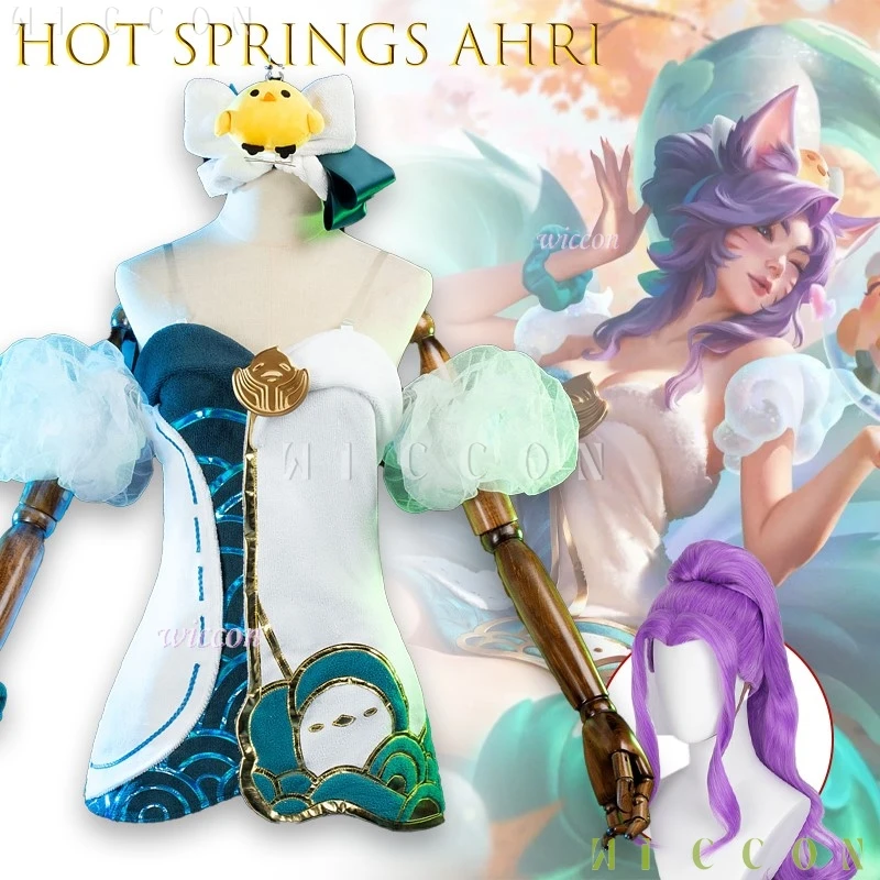 

Костюм на Хэллоуин Disfraz Hot Springs Ahri, аксессуары для косплея для женщин, высокое качество, сексуальный дизайн, Рождественский костюм Cos