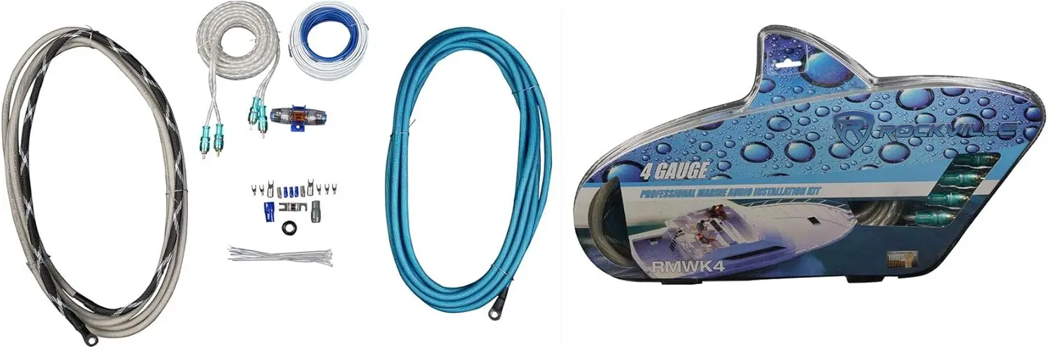 

4 AWG Marine Amplifier Wiring Kit, Waterproof Tinned-OFC/CCA, Complete Install for Boat & Car Audio
