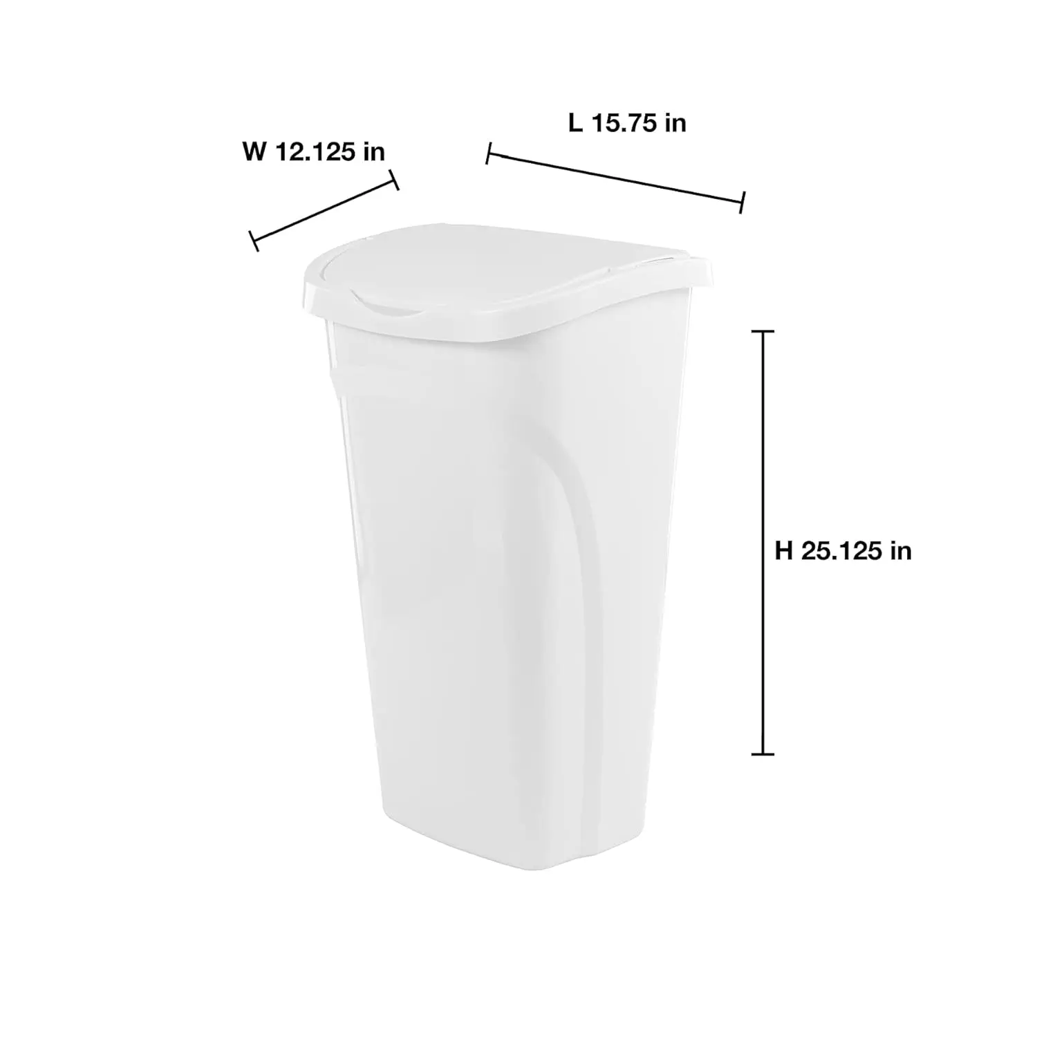 10 Gal/40 Qt Space-Efficient Kitchen Trash Can with Dual Swing Lid, (Pack of 2), Waste Basket Fits in Narrow Spaces , White