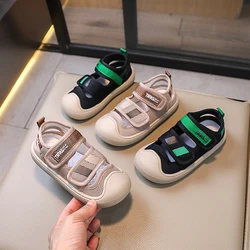 Baby Soft Sandals Kids Breathable Cloth Upper Toddler Barefoot Shoes Boys Girls Pure Color Mesh Sandals Cool Sports Beach Sandal