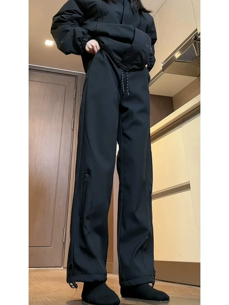 

Тяжелые непромокаемые мужские рабочие брюки на подкладке, удлиненные водонепроницаемые полярные брюки для холодного катания, повседневные брюки с прямыми штанинами