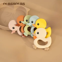 Food Grade Soft Silicone Infant Cartoon Duck Teether Sensory Teething Toys for Newborn Molar Nursing Baby Accessories BPA Free