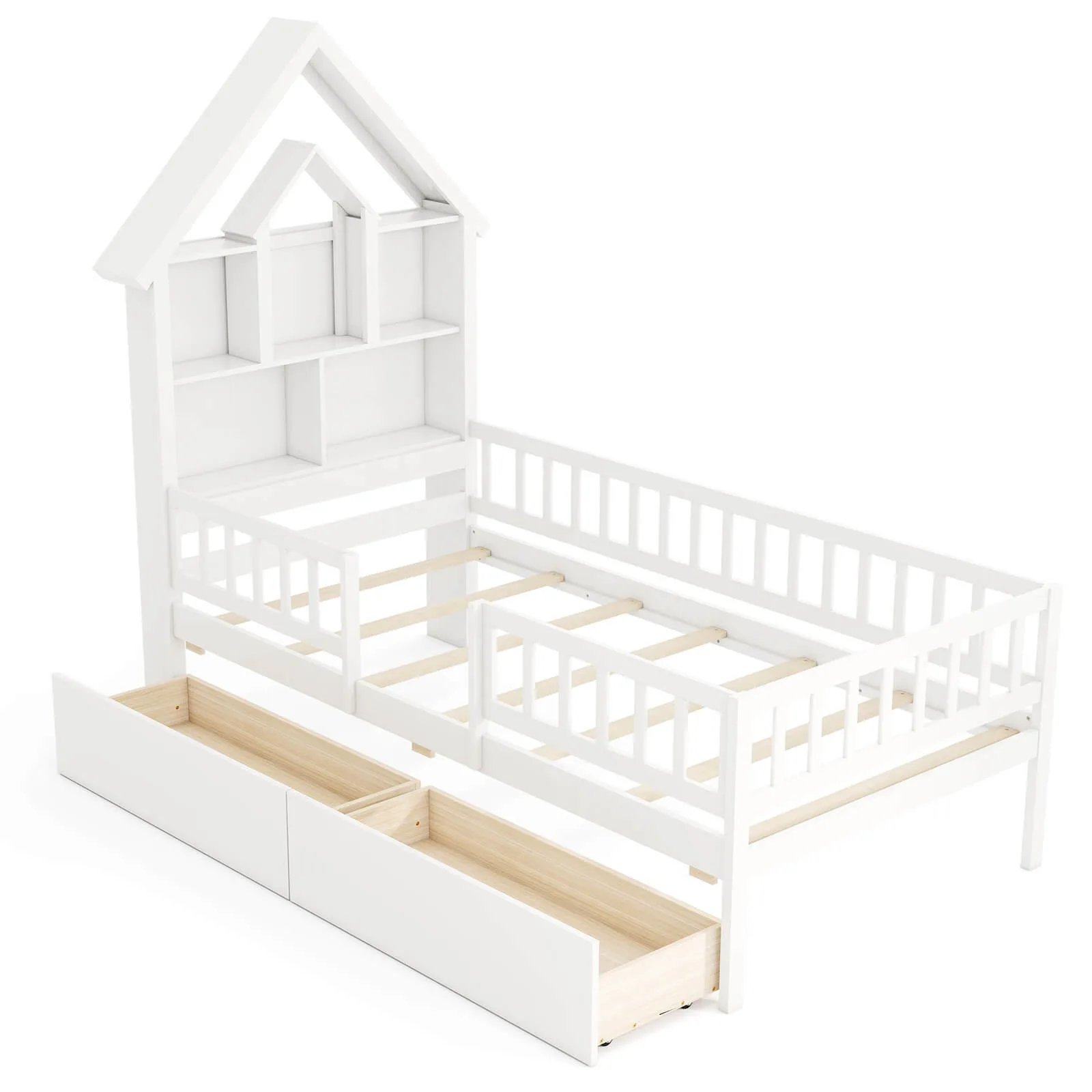 Letto per casa doppia con 2 cassetti Letto Montessori per bambini con testiera portaoggetti