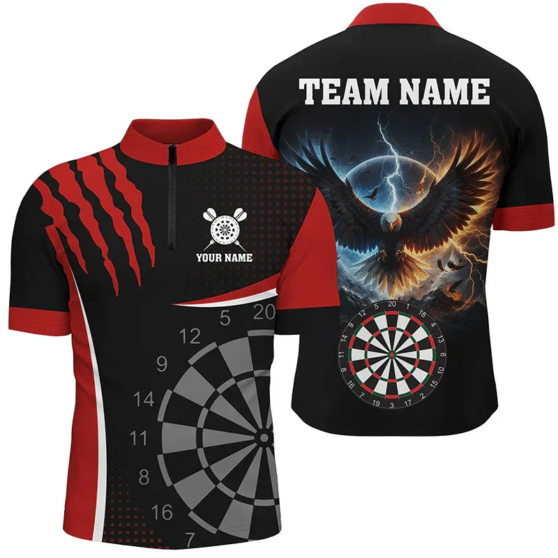 PLstar Cosmos' new personalized 3D printed red dart pattern polo shirt, unisex, casual team throwing sports series -27