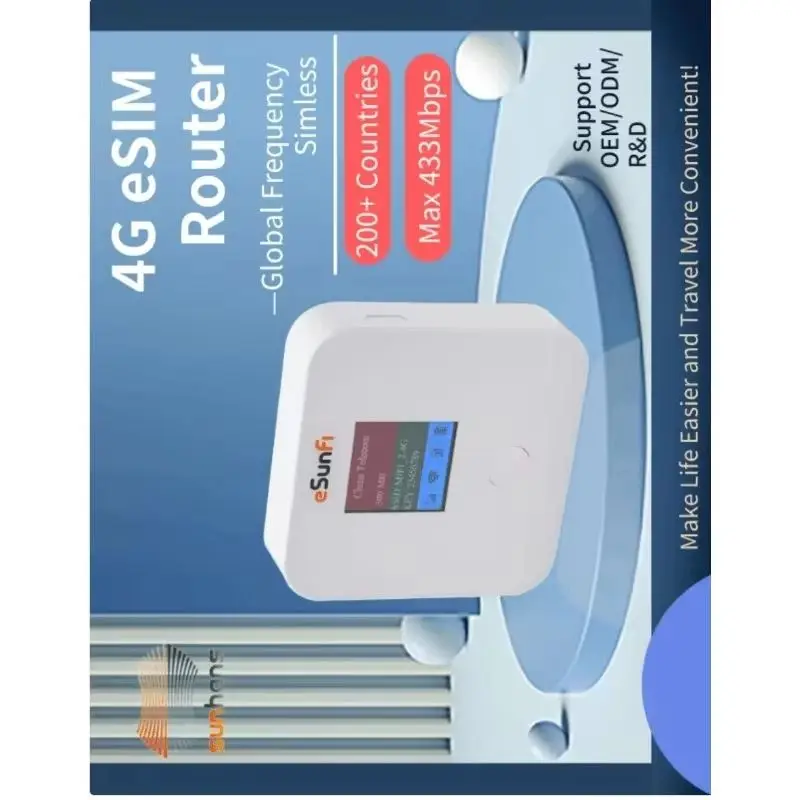 Safe data tool for overseas travel, 4G ESIM WIFI router, SUN-HANS eSunFi, Qualcomm