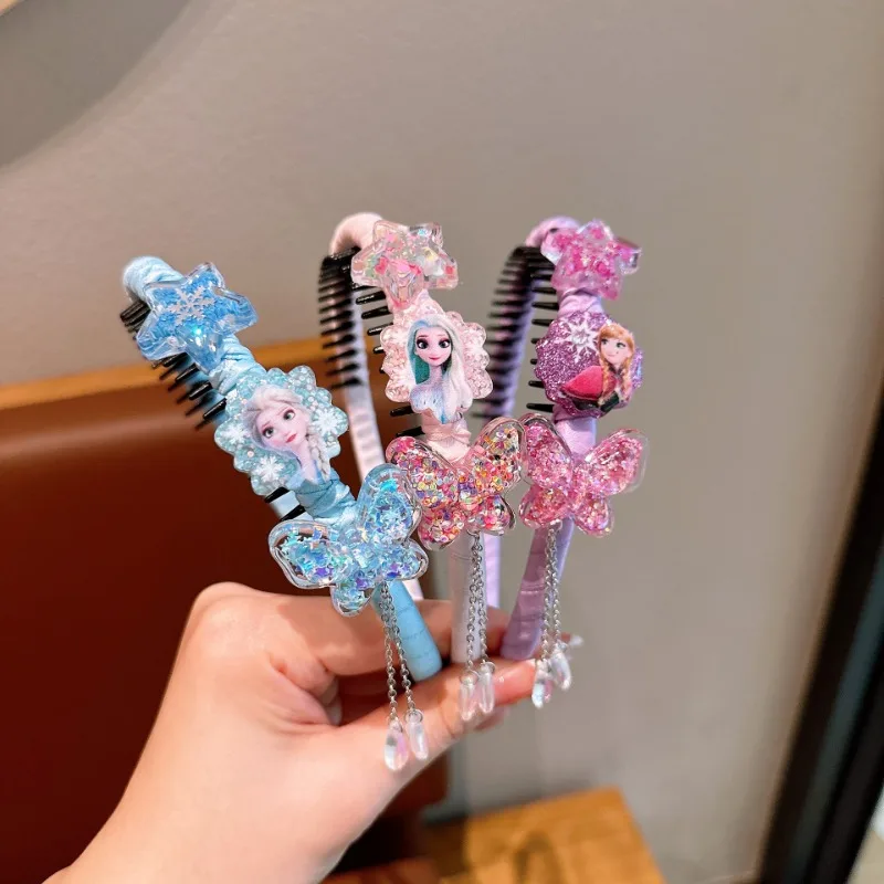 Kawaii Anime Frozen Headband Children's Crown Dress Accessories Girls Baby Princess Elsa Headdress Jewelry Party Decoration Gift image 3