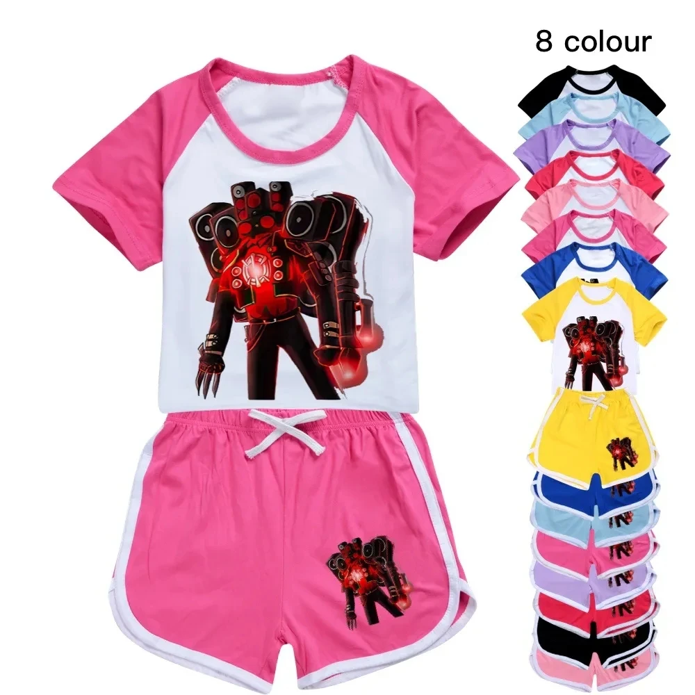 New Game Skibidi Toilet Merch T Shirt Kids Short Sleeve T-shirt Shorts Two Piece Sets Teenager Boys Sportsuit Girls Outfits