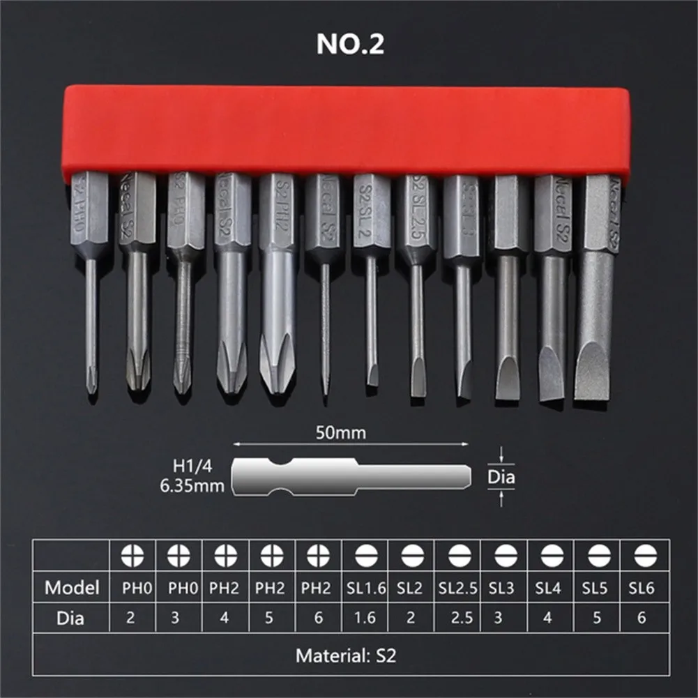 Alloy Steel 12PCS Screwdriver Set with 1/4 Inch Hex Shank for Use with Electric Hand Drills Pneumatic Drills Rechargeable Drills