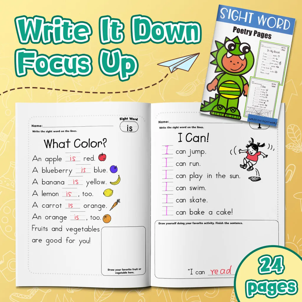 Words & Sentences Practice Workbook Set :Sight Words, Phonics Passages, Read–Trace–Write–Spell, Sentence Writing&Daily Practice