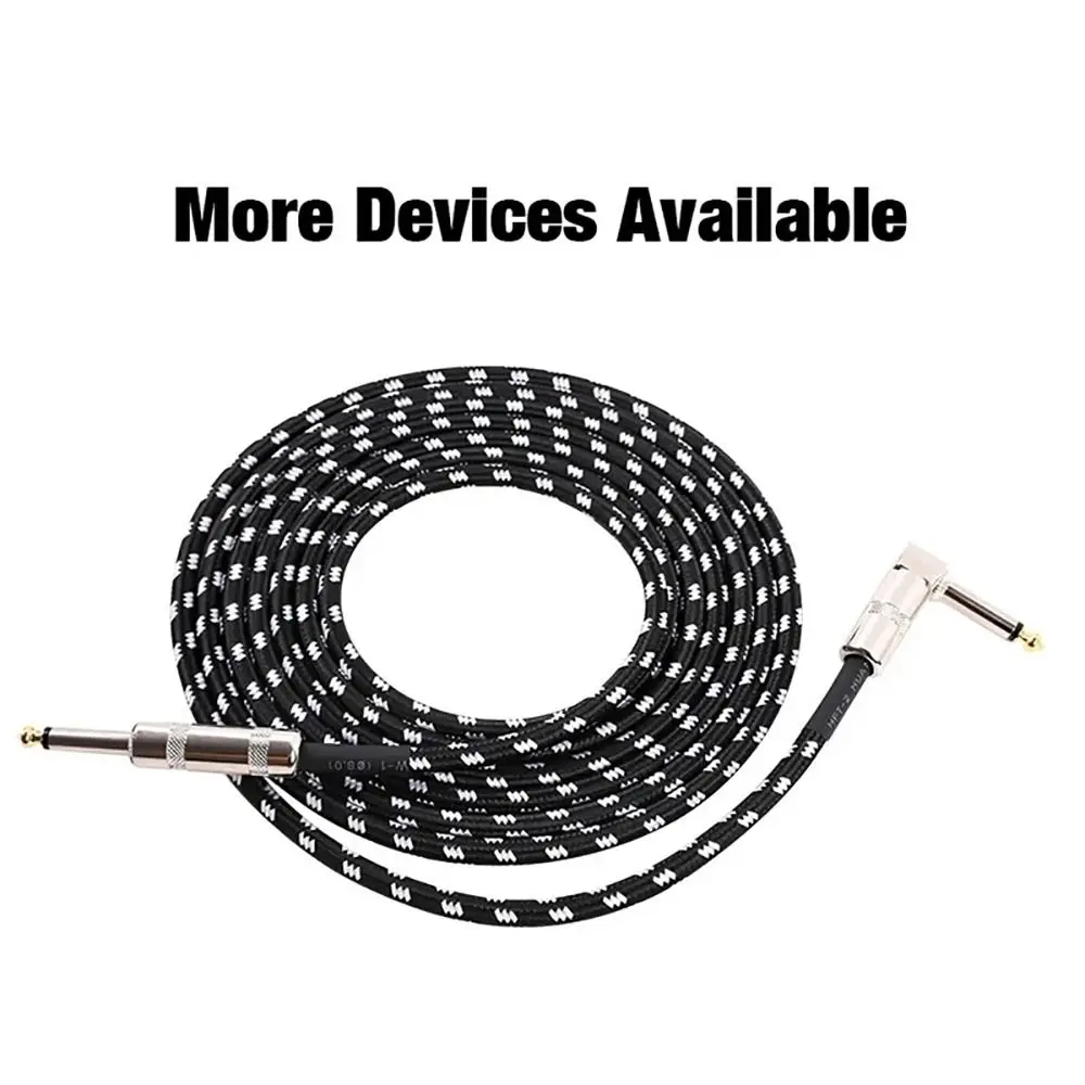 1Pcs TRS 1/4 inch 6.5mm Audio Cables 1.5/3/6M Braided Electric Guitar Cable Gold Plated Shielded 90 Degree Low Noice Jack Cable