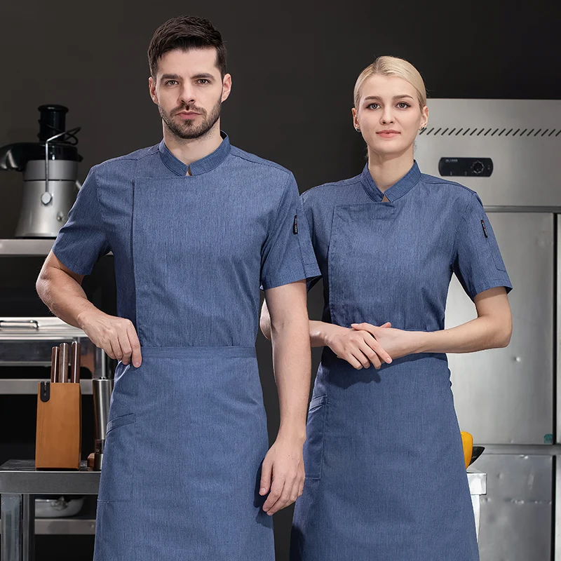 シェフ制服男性女性シャツコック服半袖レストランホテルコスチュームキッチンシェフパン屋ウェイター作業服