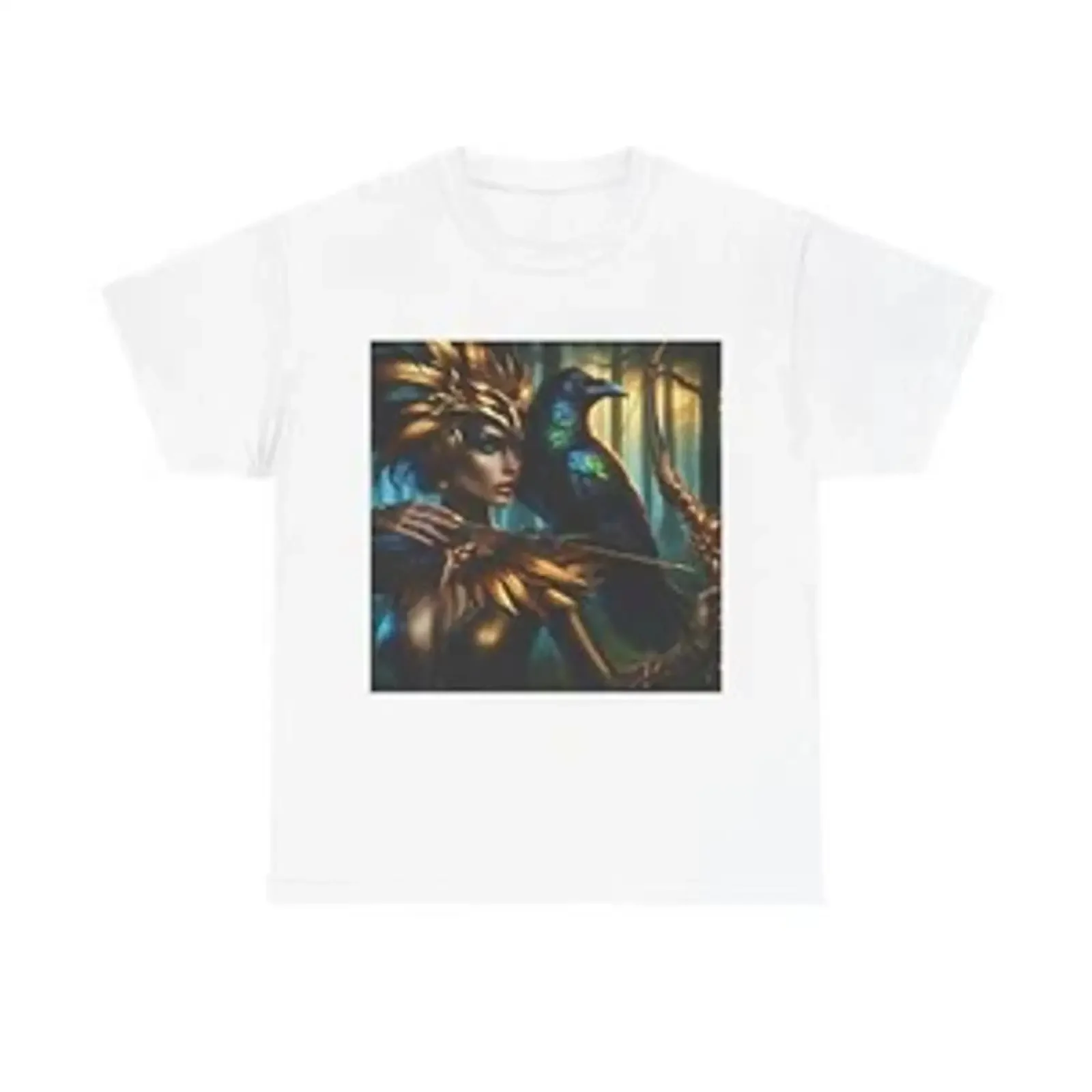 Adult T Shirt Gilded Raven Huntress Fantasy Artwork vintage Washed designer clothes Unisex streetwear Stylish