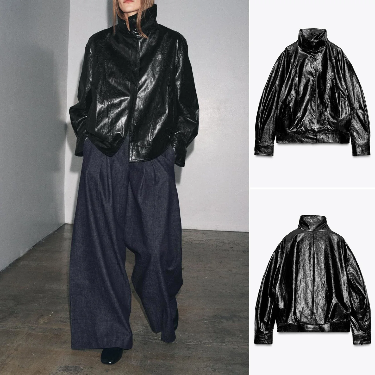 

Крутая женская куртка-пилот Jaet с высоким воротником и длинным светом с пышным подолом, новая осенняя верхняя одежда, дышащее пальто из полиэстера