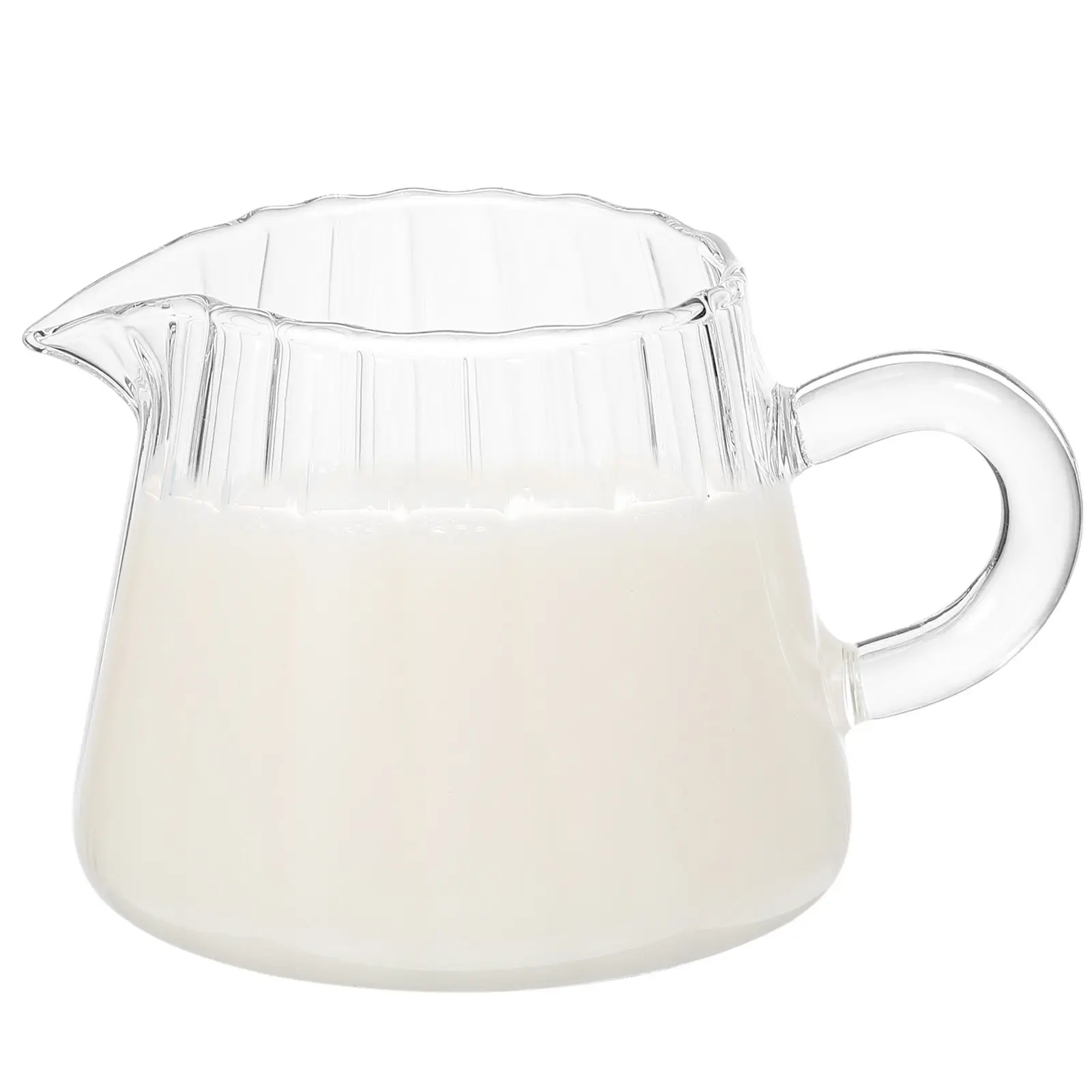 Glass Creamer Pitcher 150Ml Small Milk Jug Ergonomic Handle Strong Glass Milk Frothing Pitcher Stylish Coffee Creamer Container