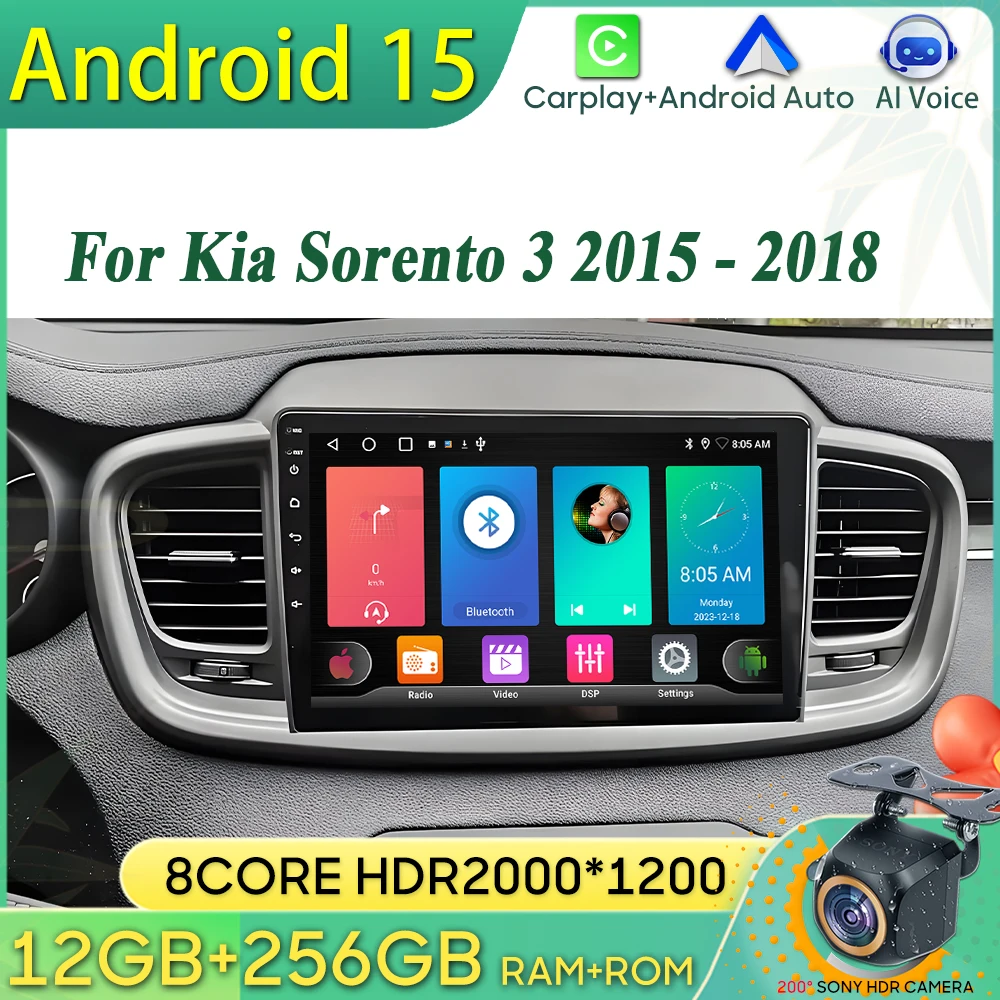 

Android 15 Car Radio For Kia Sorento 3 2015 2016 2017 2018 GPS Navigation Android Auto Carplay Wifi Video Stereo Display No 2din