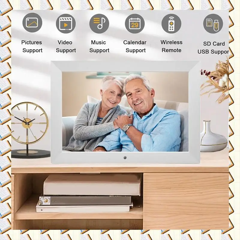 A14M 8In LED Backlit Digital Photo Frame With HD IPS Display, 1280X800 Resolution, For Viewing Pictures, Music, And Movies, EU P