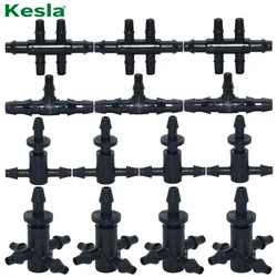 KESLA 50X T Anschluss Fitting für 3/5mm Schlauch Tropf Reparatur Bewässerung Sprinkler 1/8'' Stacheldraht Bewässerung System Garten 2 & 4 weg